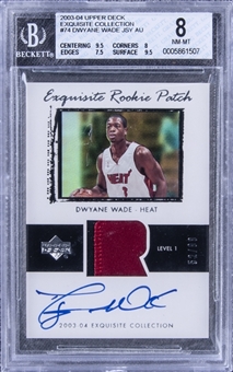 2003-04 UD "Exquisite Collection" Rookie Patch #74 Dwyane Wade Signed Patch Rookie Card (#52/99) - BGS NM-MT 8/BGS 10